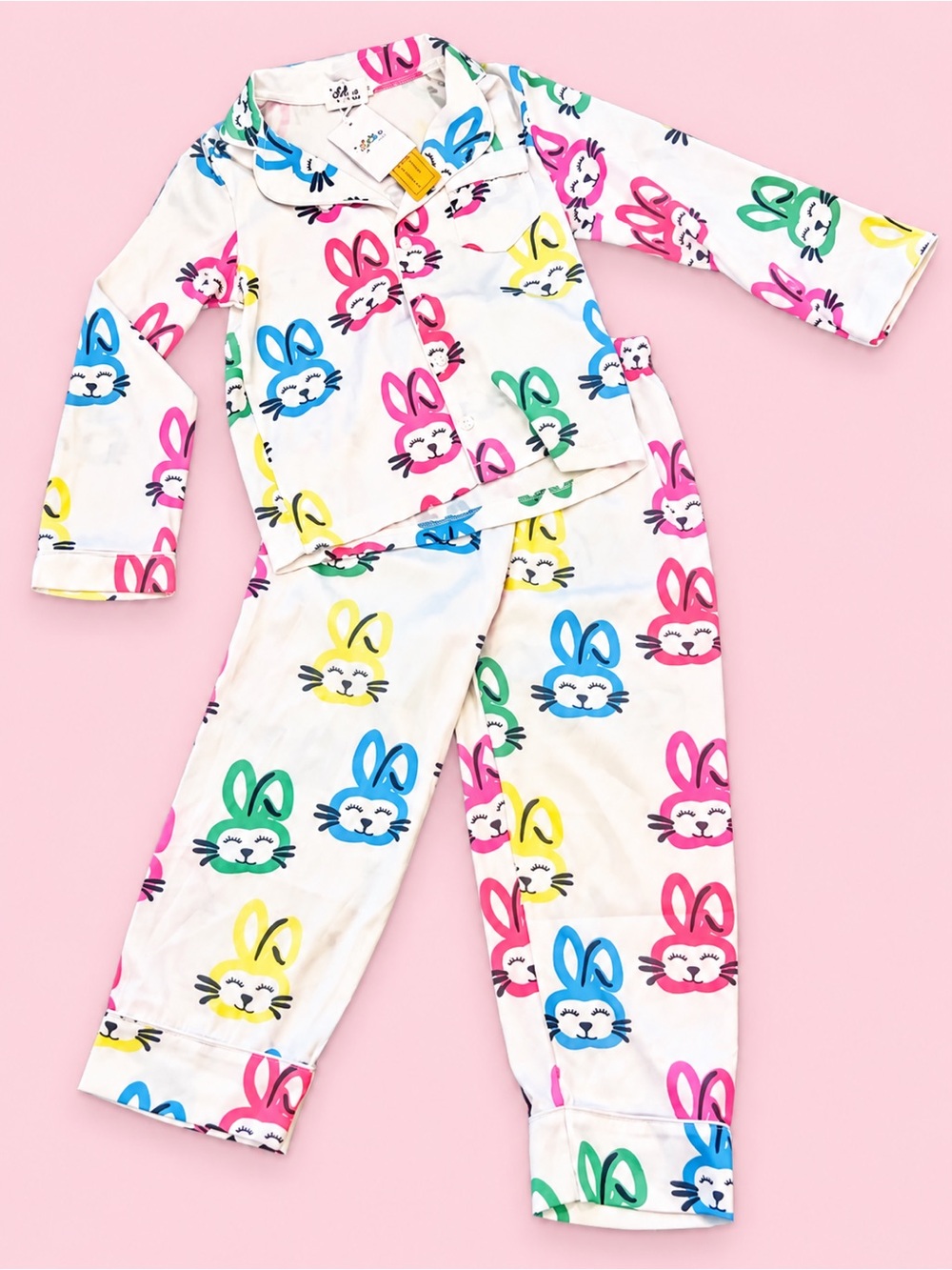Kids Bunny Print Pajama Set - Multicolor
